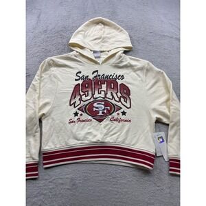 Champion San Francisco 49ers Womens Small Cream Cropped Hoodie NFL Sweatshirt